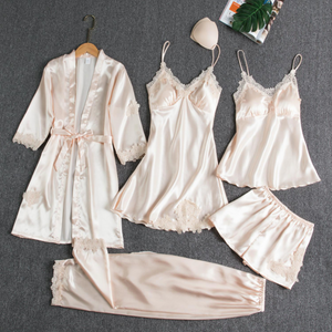 Meriene™ 5 Piece Silk Pajama Set
