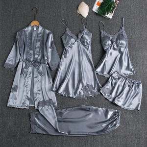 Meriene™ 5 Piece Silk Pajama Set
